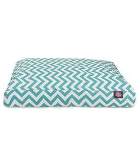 Teal chevron Medium Rectangle Indoor Outdoor Pet Dog Bed With Removable Washable cover By Majestic Pet Products
