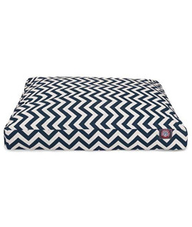 Navy Blue chevron Medium Rectangle Indoor Outdoor Pet Dog Bed With Removable Washable cover By Majestic Pet Products