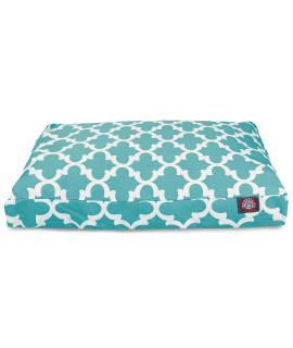 Teal Trellis Medium Rectangle Indoor Outdoor Pet Dog Bed With Removable Washable cover By Majestic Pet Products