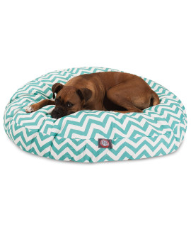 Teal chevron Large Round Indoor Outdoor Pet Dog Bed With Removable Washable cover By Majestic Pet Products