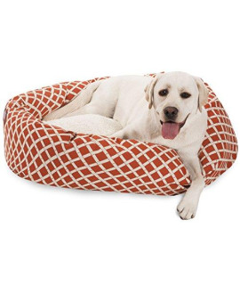 40 inch Burnt Orange Bamboo Sherpa Bagel Dog Bed