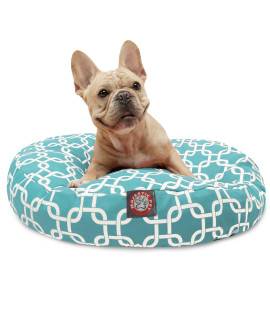 Teal Links Small Round Indoor Outdoor Pet Dog Bed With Removable Washable cover By Majestic Pet Products