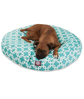 Teal Links Large Round Indoor Outdoor Pet Dog Bed With Removable Washable cover By Majestic Pet Products
