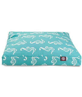 Teal Sea Horse Large Rectangle Indoor Outdoor Pet Dog Bed With Removable Washable cover By Majestic Pet Products