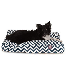 Navy Blue chevron Large Rectangle Indoor Outdoor Pet Dog Bed With Removable Washable cover By Majestic Pet Products