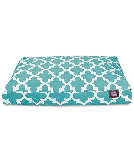 Teal Trellis Large Rectangle Indoor Outdoor Pet Dog Bed With Removable Washable cover By Majestic Pet Products