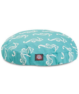 Teal Sea Horse Medium Round Indoor Outdoor Pet Dog Bed With Removable Washable cover By Majestic Pet Products