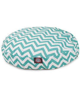 Teal chevron Medium Round Indoor Outdoor Pet Dog Bed With Removable Washable cover By Majestic Pet Products