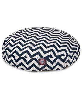 Navy Blue chevron Medium Round Indoor Outdoor Pet Dog Bed With Removable Washable cover By Majestic Pet Products