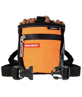 EzyDog SnakPak Wearable Dog Treat Bag Training Pouch with Belt (Orange)