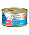 Blue Buffalo Healthy Gourmet Natural Adult Pate Wet Cat Food Indoor Chicken 3-oz cans (Pack of 24)