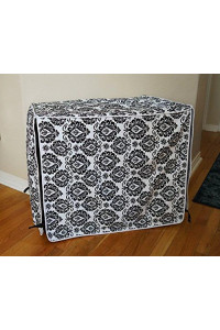 528zone Black & White Damask Design Dog Pet Wire Kennel Crate Cage Cover (Small, Medium, Large, XL, XXL) (Large 36x24x27)