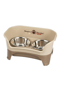 Neater Feeder Express (Medium to Large Dog, Cappuccino) - with Stainless Steel, Drip Proof, No Tip and Non Slip Dog Bowls and Mess Proof Pet Feeder