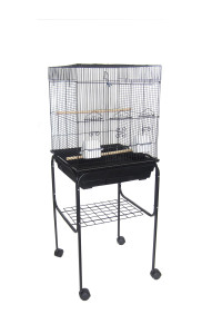 YML 5824 38 Bar Spacing Square Top Bird cage with Stand 18 x 14Small Black
