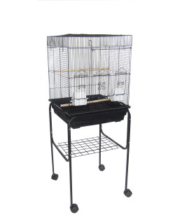 YML 5824 38 Bar Spacing Square Top Bird cage with Stand 18 x 14Small Black
