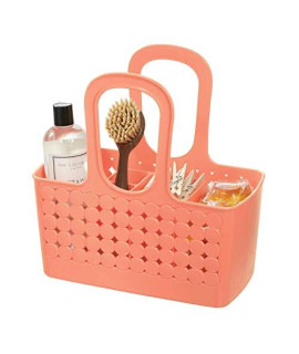 iDesign Orbz Bathroom Shower Tote for Shampoo, cosmetics, Beauty Products - Small, Divided, coral