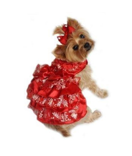 Doggie Design Red Satin and Red, White and Gold Organza Dress X-small