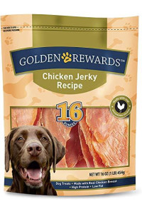 Golden Rewards Chicken Jerky Recipe for Dogs (Made with Real Chicken Breast), 16 Oz