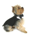 Doggie Design Black Formal Tuxedo Dog Harness with Tails, in Size Medium (Chest 16-19 Neck 13-16 - Pets weighting 11-15lbs) Removable Collar with Bow Tie, Top Hat and matching Leash