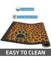 Drymate Pet Bowl Placemat, Dog & Cat Food Feeding Mat - Absorbent Fabric, Waterproof Backing, Slip-Resistant - Machine Washable/Durable (USA Made) (12 x 20) (Leopard Tan)