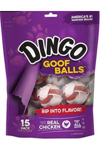 Dingo Goof Balls Chicken & Rawhide Chew Small - 1(15 Pack) - Pack of 4