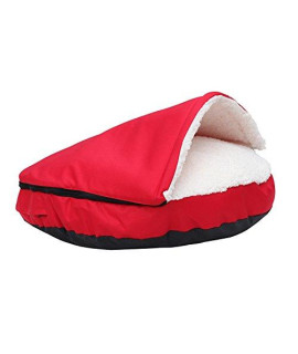 long rich HappyCare Textiles Durable Oxford to Sherpa Pet Cave and Round Pet Bed, 25, with Removable top and Insert