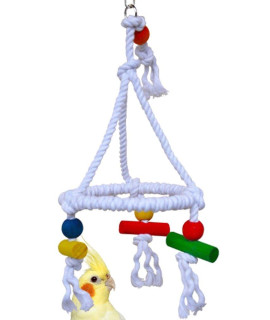 Bonka Bird Toys 1422 Rope Swing Pyramid Perch Toy Parrot Cage Perches Cages Parakeet Lovebird Conure Cockatiel Parakeets Swings Aviary Playground Ring Gym Supplies
