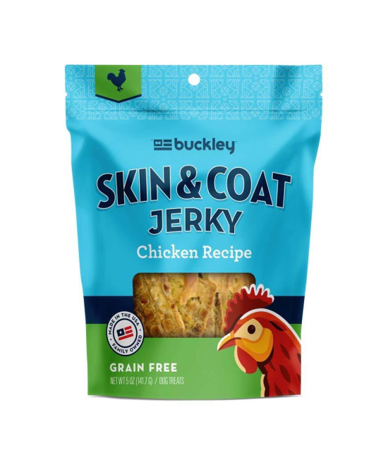 Buckley Functional Skin & coat Support Dog Jerky Treats chicken 5 Ounce