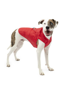 Kurgo Loft Dog Jacket - Reversible Fleece Winter coat - cold Weather Protection - Wear With Harness Or Additional Layers - Reflective Accents, Leash Access, Water Resistant - chili Redcharcoal, L