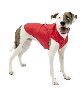 Kurgo Loft Dog Jacket - Reversible Fleece Winter coat - cold Weather Protection - Wear With Harness Or Additional Layers - Reflective Accents, Leash Access, Water Resistant - chili Redcharcoal, L