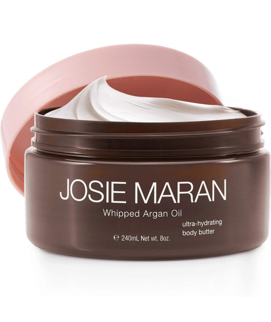 Josie Maran Whipped Argan Oil Body Butter - Immediate, Lightweight, and Long-Lasting Nourishment to Soften and Hydrate Skin (240ml80oz, Sweet citrus)