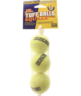 PetSport 70248 Jr Tuff Ball Squeak Dog Toy Yellow, 1.8 in/3 Pk