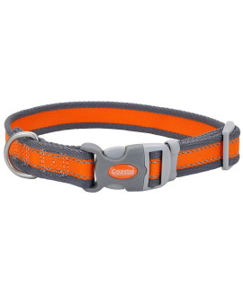 Pro Reflective Adjustable Dog Collar - Bright Orange with Grey - .75x 8-12