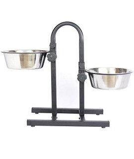 Iconic Pet 12-cup Adjustable Stainless Steel U-Design Pet Double Diner 96-Ounce
