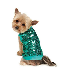 East Side collection Sassy Dog Sequined Tank SmallMedium Blue