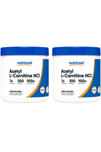 Nutricost Acetyl L-carnitine (ALcAR) 100 gMS (2 Pack) - 100 Servings Each - 1000mg Per Serving - Pure Acetyl L-carnitine Powder - Non gMO, gluten Free