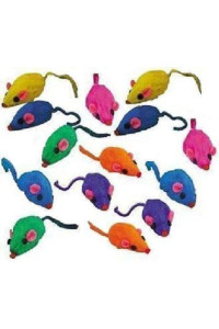 PetEdge 10 Rainbow Mice Cat Toys with Real Rabbit Fur That Rattle by Zanies (Standard Version)
