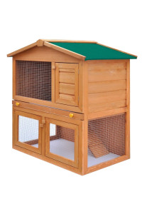 Vidaxl Outdoor Rabbit Hutch Small Animal House Pet Cage 3 Doors Wood