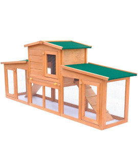 Onlinegymshop Cb17596 75 In. Chicken Coop Small Animal House Large Rabbit Hutch Pet Cage With 2 Runs - Wood