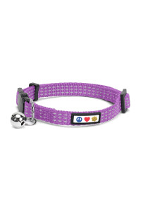 Pawtitas Reflective cat collar with Safety Buckle and Removable Bell cat collar Kitten collar Purple Orchid cat collar