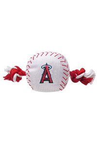 MLB LOS ANGELES ANGELS Baseball Rope Toy for DOGS & CATS. Tough nylon, Sporty Baseball Design, Heavy-duty ropes with Inner SQUEAKER