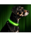 ILLUMISEEN LED Dog Collar USB Rechargeable  Bright & High Visibility Lighted Glow Collar for Pet Night Walking  Weatherproof, in 6 Colors & 6 Sizes (Green Medium)
