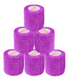 2 Inch Vet Wrap Tape Bulk (Purple) (Pack Of 6) Self Adhesive Adherent Adhering Flex Bandage Grip Roll For Dog Cat Pet Horse