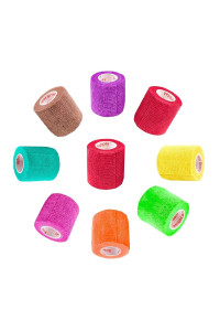 2 Inch Vet Wrap Tape Bulk (Assorted Colors) (Pack Of 18) Self Adhesive Adherent Adhering Flex Bandage Grip Roll For Dog Cat Pet Horse