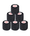 2 Inch Vet Wrap Tape Bulk (Black) (Pack of 6) Self Adhesive Adherent Adhering Flex Bandage grip Roll for Dog cat Pet Horse