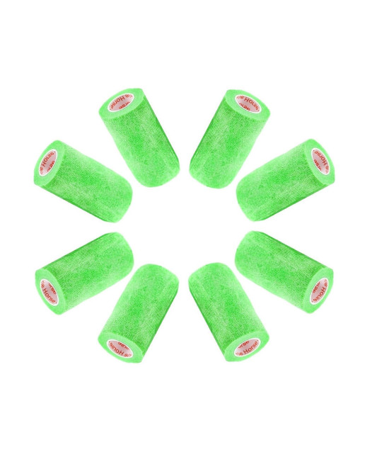 4 Inch Vet Wrap Tape Bulk (Neon Green) (Pack of 6) Self Adhesive Adherent Adhering Flex Bandage Grip Roll for Dog Cat Pet Horse