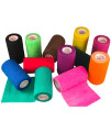 4 Inch Vet Wrap Tape Bulk (Assorted Colors) (Pack of 6) Self Adhesive Adherent Adhering Flex Bandage Grip Roll for Dog Cat Pet Horse
