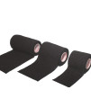 4 Inch Vet Wrap Tape Bulk (Black) (Pack of 12) Self Adhesive Adherent Adhering Flex Bandage Grip Roll for Dog Cat Pet Horse