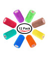 4 Inch Vet Wrap Tape Bulk (Assorted Colors) (Pack of 12) Self Adhesive Adherent Adhering Flex Bandage Grip Roll for Dog Cat Pet Horse