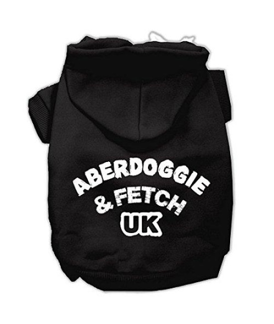 Mirage Pet Products 12 Aberdoggie UK Screen Print Pet Hoodie, Medium, Black
